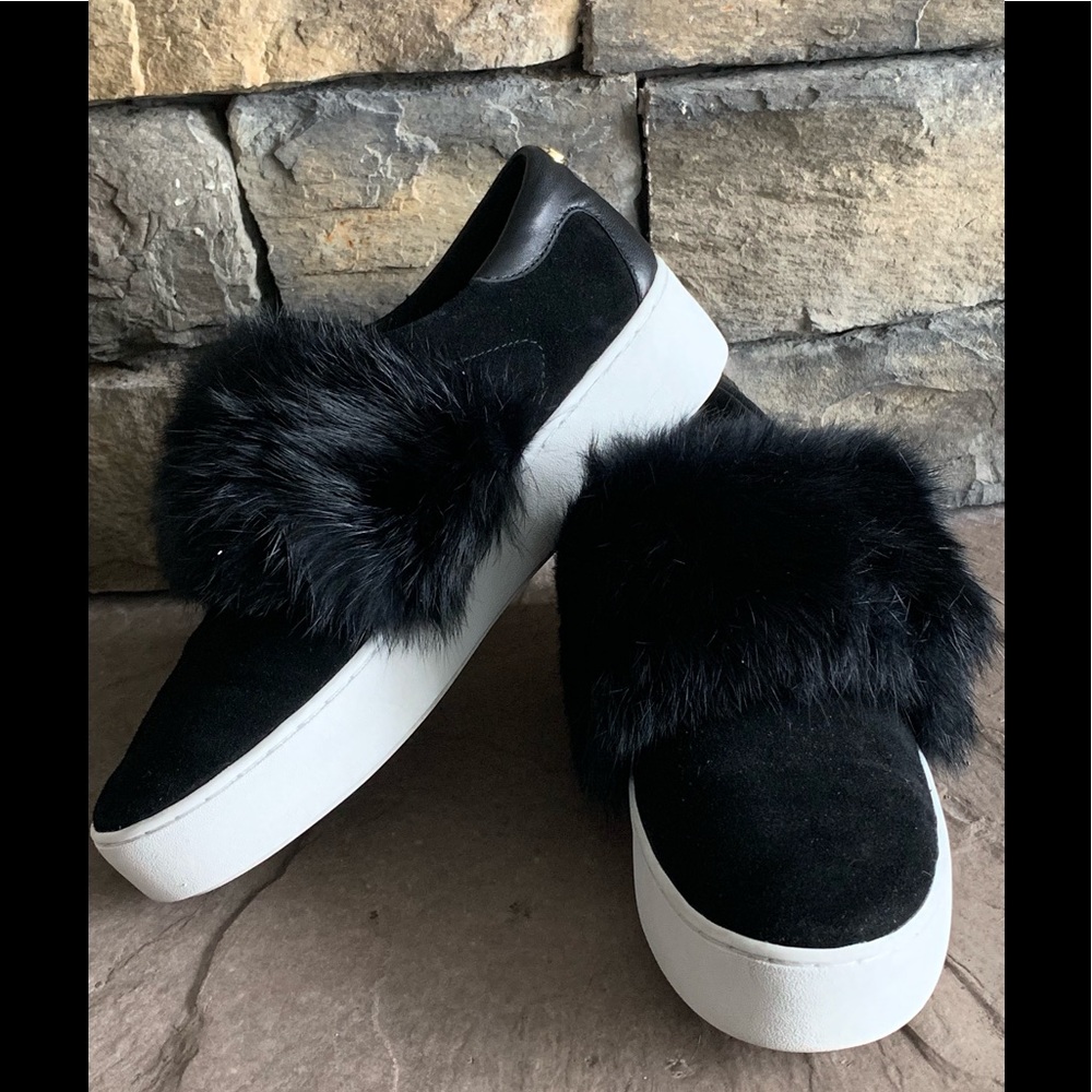 Like new Michael Kors suede & real fur tennis 7.5